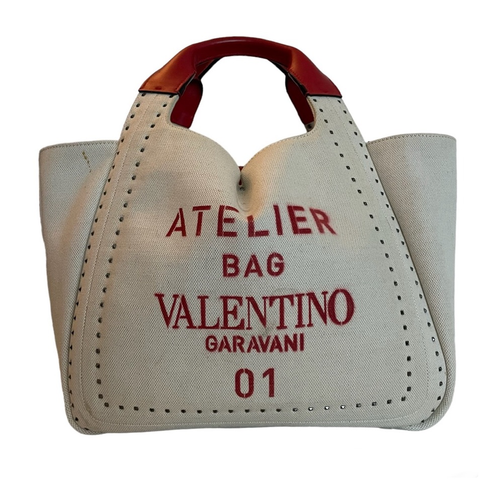 Valentino Garavani Atelier 01 Tote Studded Canvas Medium